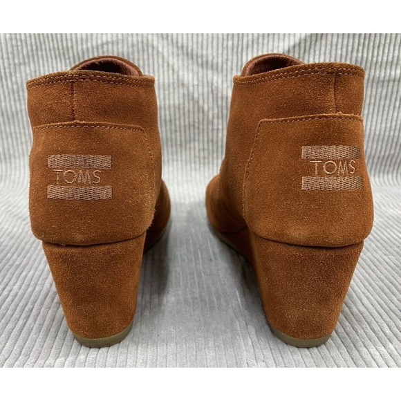 TOMS  Women's Size 8M Brown Rust KALA Desert Wedge BOOT BOOTIE Suede Leather - Picture 7 of 14
